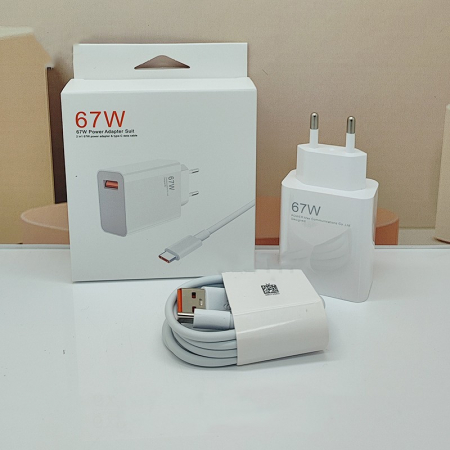 *LICHIDARE STOC* Incarcator Retea Super Charge pentru Telefon, Flippy, 67W Standard UE, Port USB-B cu Cablu TYPE-C de 1m Inclus, Alb [1]