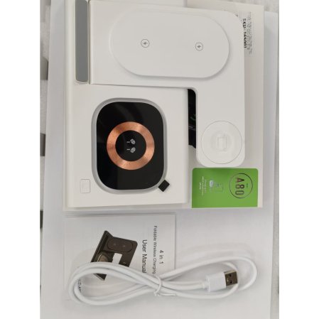 Incarcator Wireless 3 in 1 Fast Charger, Flippy, Compatibil cu Apple iPhone, iWatch, AirPods, New Design, 15W, 16.5 x 14 x 9.5 cm, Alb [4]