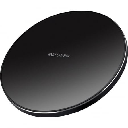 Incarcatoare Telefoane - Incarcator Wireless Flippy, Fast Charge, 15W, Ultra Slim, compatibil cu iPhone, cablu inclus, Rotund, Negru