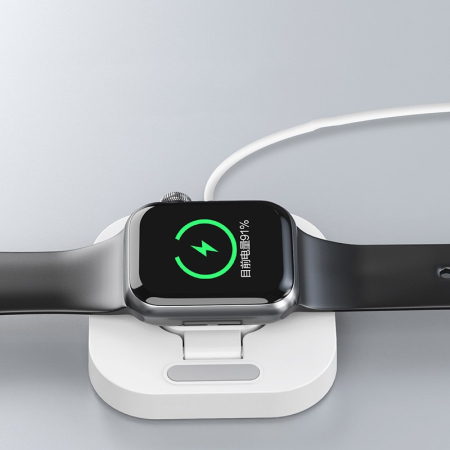 Incarcator Wireless pentru Smart iWatch, Flippy, Compatibil cu Apple iWatch 1/9, Magnetic Charger, Interfata TYPE-C, 3W, 7.5 x 7.5 x 1.2 cm, Pliabil, Alb [1]