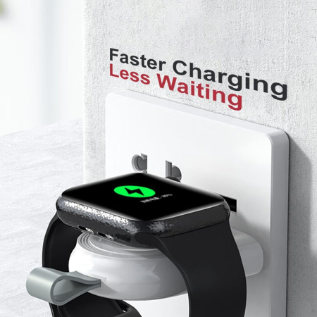 Incarcator Wireless pentru Smart Watch, Flippy, Compatibil cu Apple iWatch 1/9, Magnetic, Interfata TYPE-C, Fara Cablu direct in Statie sau Calculator, Alb [4]