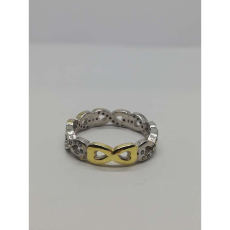 Inel pentru Dama Argint 925, Jolie Silver, Model Infinit, Placat Cu Aur Galben si Minizirconii, 4.9 g, Argintiu/Auriu [4]