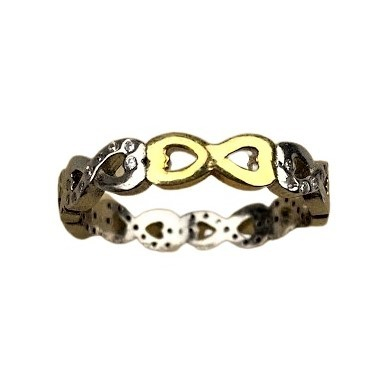 Inel pentru Dama Argint 925, Jolie Silver, Model Infinit, Placat Cu Aur Galben si Minizirconii, 4.9 g, Argintiu/Auriu [2]