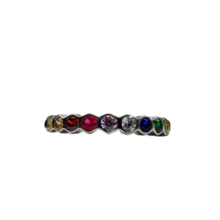 Bijuterii argint - Inel din Argint 925 Fagure cu Zirconii Colorate M51