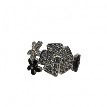 Bijuterii argint - Inel, Jolie Silver, Argint 925 Trifoi cu Email Negru M 52