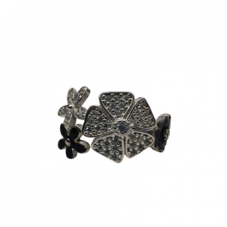 Bijuterii argint - Inel, Jolie Silver, Argint 925 Trifoi cu Email Negru M 57