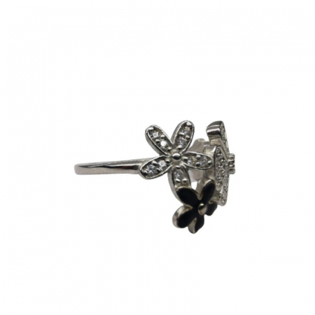 Inel, Jolie Silver, Argint 925 Trifoi cu Email Negru M 58 [2]