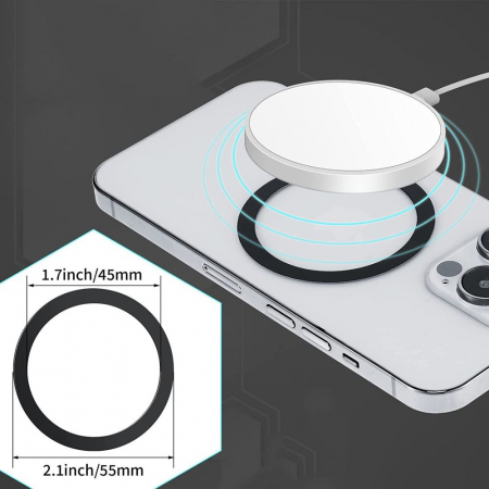 Inel Magnetic incarcare fara fir, montare auto, MagSafe Silicone pentru Apple iPhone 12 / 13 / 14, Negru [5]