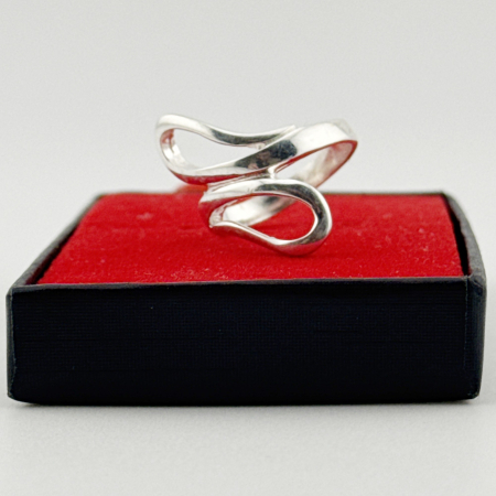 Inel pentru Dama Argint 925, Jolie, Model Sarpe Dublu 5.2 gr, Marimea 58, 2.5 x 2 cm, Argintiu [2]
