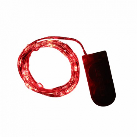 Instalatie Craciun, 1 metru, 10 LED-uri, Rosu, cu baterii, fir cupru, liniar, interior/exterior, Flippy [2]