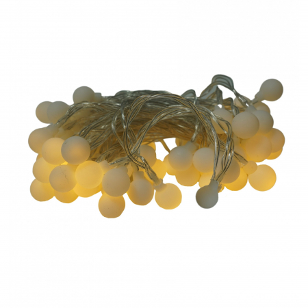 Decoratiuni, ornamente si articole Craciun - Instalatie Craciun, 10 m, 80 de LED-uri, alb-cald, model cu stelute, liniara, cu baterie, interior/exterior, Flippy