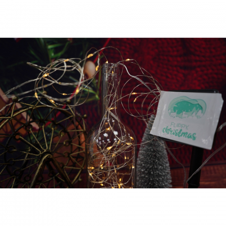 Instalatie Craciun, 10 metri, 100 de LED-uri, alb cald, cu energie solara, fir de cupru, liniar, interior/exterior, Flippy [8]