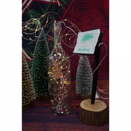 Instalatie Craciun, 10 metri, 100 de LED-uri, alb cald, cu energie solara, fir de cupru, liniar, interior/exterior, Flippy [5]