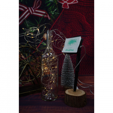 Instalatie Craciun, 10 metri, 100 de LED-uri, alb cald, cu energie solara, fir de cupru, liniar, interior/exterior, Flippy [1]