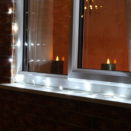 Instalatie Craciun, 15 m, 150 Led-uri ,Liniara, Alb rece, 8 jocuri de lumini, Transformator, Interconectabila, Prelungitor 3 m inclus, Fir Transparent, Flippy [4]