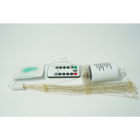 Instalatie Craciun, 150 LED-uri, alb cald, telecomanda 8 functii, cu baterii, explozie fireworks, fir cupru, interior/exterior, Flippy [5]