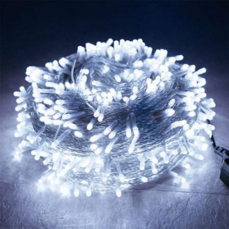 Instalatie Craciun, 185 m, 4440 Led-uri ,Franjuri, Alb rece, Flash, Alimentator, Interconectabila, Prelungitor 6.5 m inclus, Fir Transparent Cauciucat, 220v, Flippy [1]