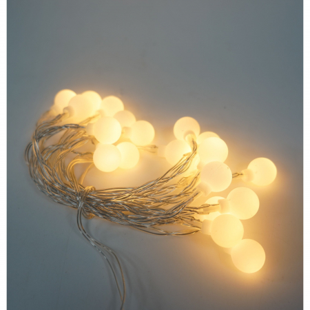 Instalatie Craciun, .3 m, 20 de LED-uri, alb-cald, model cu bilute, liniara, cu baterie, interior/exterior, Flippy [1]