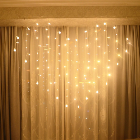 Instalatie Craciun, 2 x 1.5 m, 128 LED-uri, alb-cald, tip perdea, in forma de inima, telecomanda cu 8 functii, Flippy [4]