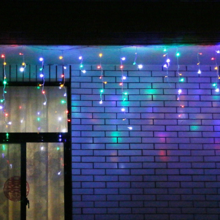 Instalatie Craciun, 20 m, 572 Led-uri ,Franjuri, Rosu / Verde/ Albastru, Flash, Transformator, Interconectabila, Prelungitor 5 m inclus, Fir Alb, Flippy [4]