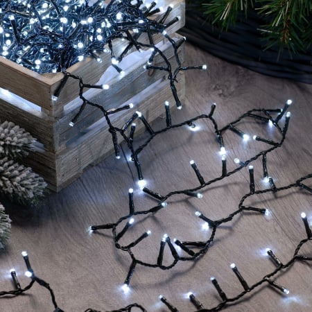 Decoratiuni, ornamente si articole Craciun - Instalatie Craciun, 20 metri, 200 de LED-uri, Alb Rece, cu energie solara, fir de cupru, liniar, interior/exterior, Flippy