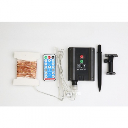 Instalatie Craciun, 200 LED-uri, 22 metri, pentru exterior cu incarcare solara si telecomanda, alb cald, Flippy [6]