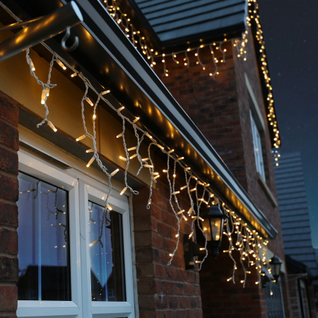 Instalatie Craciun, 215 m, 5160 Led-uri ,Franjuri, Alb cald, Flash, Alimentator, Interconectabila, Prelungitor 6.5 m inclus, Fir Alb Cauciucat, 220v, Flippy [6]