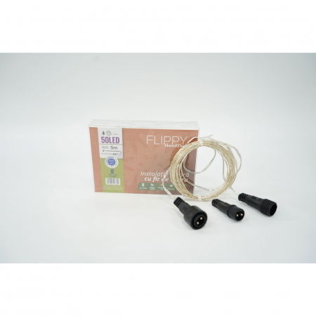 Instalatie Craciun, 25 m, 250 Led-uri, Liniara, Albastru, 8 jocuri de lumini, Transformator, Interconectabila, Prelungitor 5 m inclus, Fir Cupru, Flippy [5]