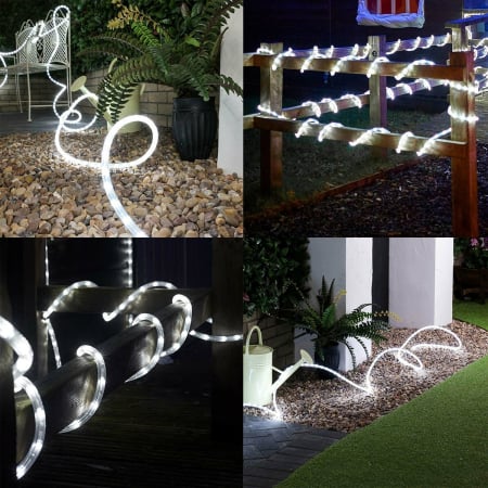 Instalatie Craciun, 26 m, 624 Led-uri, Furtun Luminos, Alb rece, Transformator, 8 jocuri de lumini, Sectionabila, 220 V, Flippy [12]