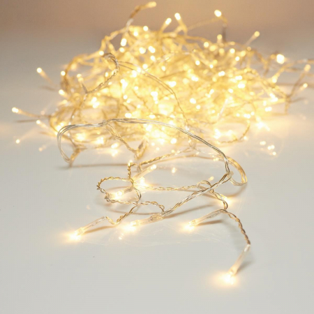 Instalatie Craciun, 3 m, 96 Led-uri ,Franjuri, Alb cald, 8 jocuri de lumini, Transformator cu telecomanda, Interconectabila, Prelungitor 3 m inclus, Fir Transparent, Flippy [2]