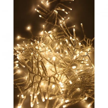 Instalatie Craciun, 5 m, 120 Led-uri ,Franjuri, Alb cald, Flash, Alimentator, Interconectabila, Fir Transparent Cauciucat, 220v, Flippy [3]