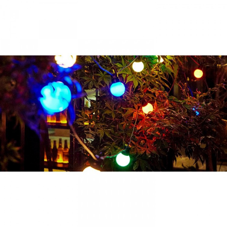 Instalatie Craciun, 5 metri, 15 Becuri LED rotunde, pentru exterior cu incarcare la sursa de curent si telecomanda cu 8 functii, Flippy [5]