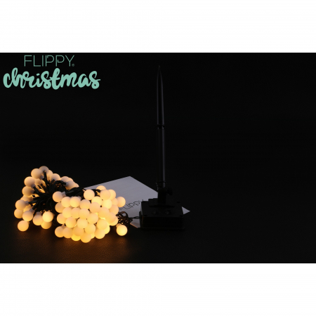 Instalatie Craciun, 5 metri, 20 de LED-uri cu ornament tip Bulb, 8 jocuri de lumini alb cald, cu energie solara, liniar, interior/exterior, Flippy [2]