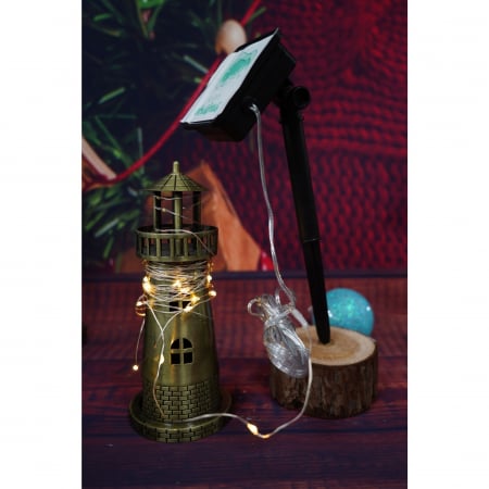 Instalatie Craciun, 5 metri, 50 de LED-uri, alb cald, cu energie solara, fir de cupru, liniar, interior/exterior, Flippy [1]