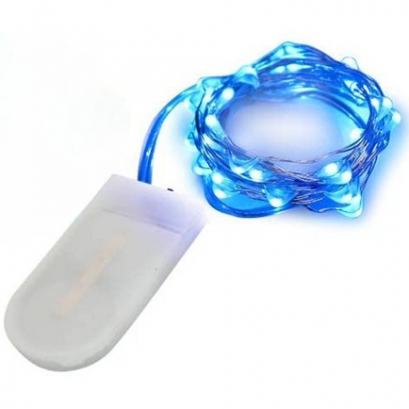 Instalatie Craciun, 5 metri, 50 LED-uri, Albastru, cu baterii, fir cupru, liniar, interior/exterior, Flippy [1]