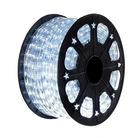 Furtun - Tub - rola craciun - Lichidare Instalatie Craciun, 50 m, 1200 Led-uri, Furtun Luminos, Alb rece, Transformator, Sectionabila, 220 V, Flippy