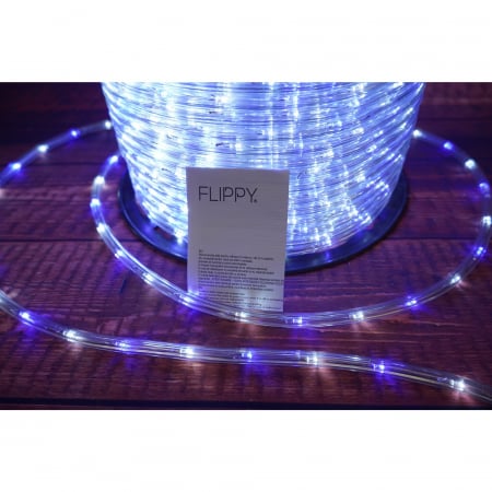 Instalatie Craciun, 56 m, 1344 Led-uri, Furtun Luminos, Alb rece/ Albastru, Transformator, Sectionabila, 220 V, Flippy [2]