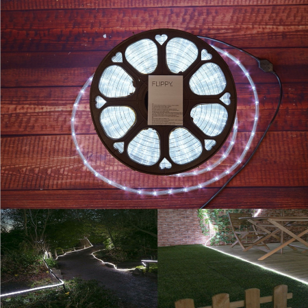 Instalatie Craciun, 58 m, 1392 Led-uri, Furtun Luminos, Alb rece, Transformator, 8 jocuri de lumini, Sectionabila, 220 V, Flippy [14]