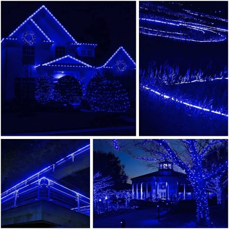 Instalatie Craciun, 58 m, 1392 Led-uri, Furtun Luminos, Albastru, Transformator, 8 jocuri de lumini, Sectionabila, 220 V, Flippy [6]