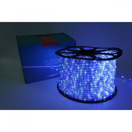 Instalatie Craciun, 60 m, 1440 Led-uri, Furtun Luminos, Alb rece/ Albastru, Transformator, Sectionabila, 220 V, Flippy [9]