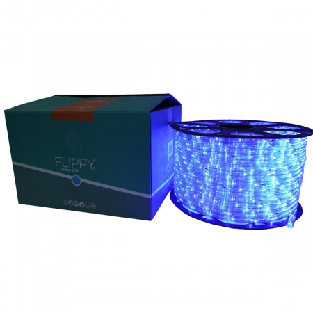 Decoratiuni, ornamente si articole Craciun - Instalatie Craciun, 60 m, 1440 Led-uri, Furtun Luminos, Albastru, Transformator, Sectionabila, 220 V, Flippy