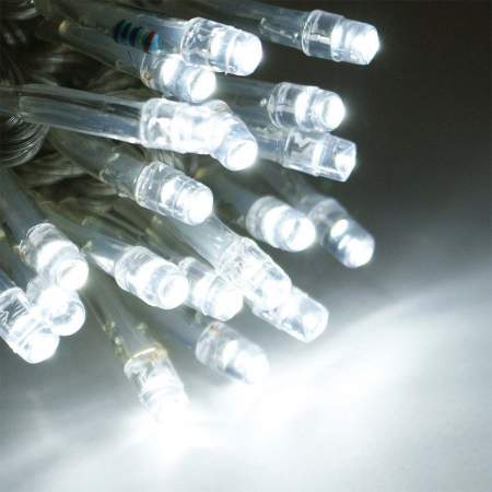 Instalatie Craciun, 60 m, 600 Led-uri ,Liniara, Alb rece, 8 jocuri de lumini, Transformator, Interconectabila, Prelungitor 3 m inclus, Fir Transparent, Flippy [3]