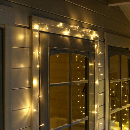 Instalatie Craciun, 70 m, 700 Led-uri ,Liniara, Alb cald, 8 jocuri de lumini, Transformator cu telecomanda, Interconectabila, Prelungitor 3 m inclus, Fir Transparent, Flippy [3]