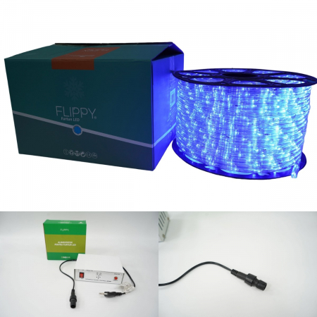 Instalatie Craciun, 92 m, 2208 Led-uri, Furtun Luminos, Albastru, Transformator, 8 jocuri de lumini, Sectionabila, 220 V, Flippy [10]