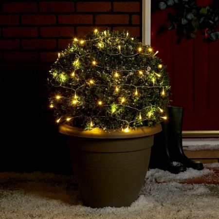 Instalatie Craciun, 95 m, 950 Led-uri ,Liniara, Alb cald, 8 jocuri de lumini, Transformator, Interconectabila, Prelungitor 3 m inclus, Fir Transparent, Flippy [2]