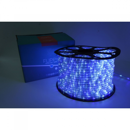 Instalatie Craciun, 98 m, 2352 Led-uri, Furtun Luminos, Alb rece/ Albastru, Transformator, Sectionabila, 220 V, Flippy [9]