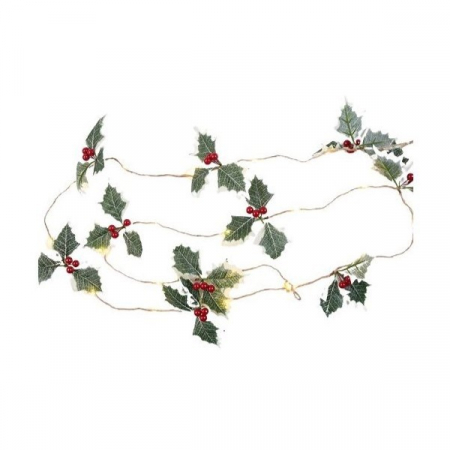 Decoratiuni, ornamente si articole Craciun - Instalatie Craciun cu baterii, 2 metri, 20 LED-uri tip fructe rosii, Alb Cald, Flippy
