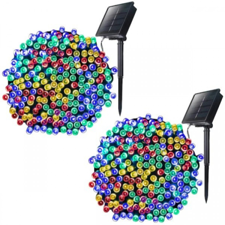 Instalatie Craciun Flippy, 32 metri, 300 de LED-uri, cu Energie Solara, Fir de Cupru, Liniar, Interior/Exterior, Multicolor [4]