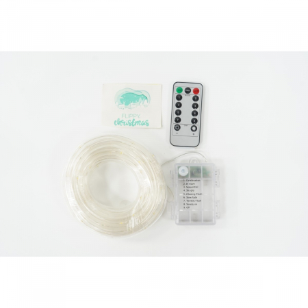 Instalatie Craciun Furtun Luminos Flippy, 10 m, 100 LED-uri, Alb Cald, Baterii [3]