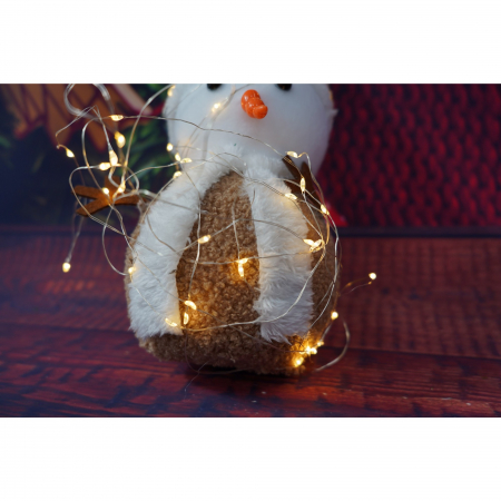 Instalatie Craciun, Liniara, 3 m, Baterii, 30 LED-uri, Alb Cald, Fir Cupru, Interior/Exterior, Flippy [2]